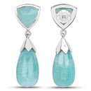 35.10 Carat Genuine Amazonite .925 Sterling Silver Earrings-3