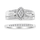 .925 Sterling Silver 1/2 Cttw Round and Baguette-Cut Diamond Engagement Bridal Set (I-J Color, I1-I2 Clarity) - Size 7-2