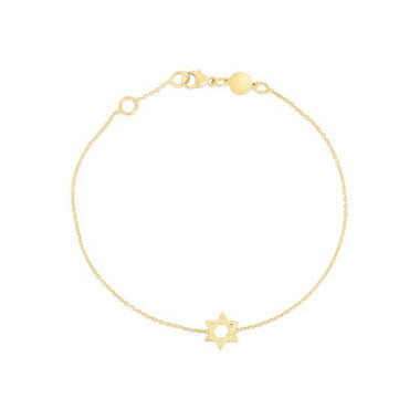 14k Yellow Gold Star of David Bracelet - 0