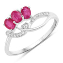 0.71 Carat Genuine Ruby and White Diamond 14K White Gold Ring-1