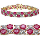 16.51 Carat Glass Filled Ruby and White Diamond .925 Sterling Silver Bracelet-1