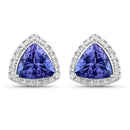 3.82 Carat Genuine Tanzanite and White Diamond 14K White Gold Earrings-1