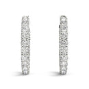 14k White Gold Two Sided Prong Set Diamond Hoop Earrings (3 1/2 cttw)-4
