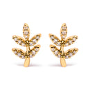 10K Yellow Gold 1/10 Cttw Diamond Accented Leaf and Branch Stud Earrings (H-I Color, I1-I2 Clarity)-1