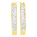 10K Yellow Gold 1/2 Cttw Invisible Set Princess-cut Diamond Hoop Earrings (H-I Color, SI2-I1 Clarity)-3