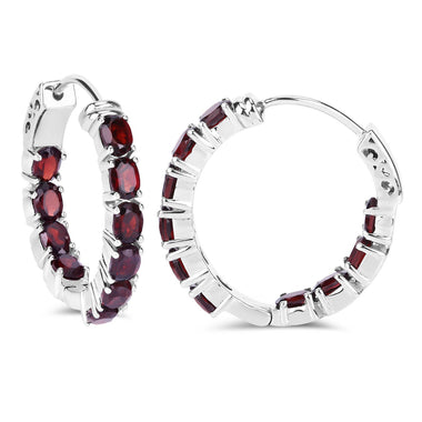 4.00 Carat Genuine Garnet .925 Sterling Silver Earrings - 0