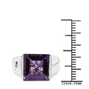 5.21 Carat Genuine Amethyst & White Diamond .925 Sterling Silver Ring-3
