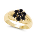 14K Yellow Gold Plated 0.91 Carat Genuine Black Diamond .925 Sterling Silver Ring-2