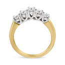 18K Yellow Gold 1.0 Cttw 4 Prong Set Round Cut Diamond Step up 5 Stone Ring Band (F-G Color, SI1-SI2 Clarity) - Size 6-3