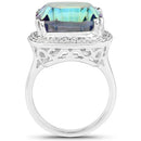 13.95 Carat Genuine Blue Mystic Quartz and White Topaz .925 Sterling Silver Ring-2