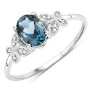 0.93 Carat Genuine London Blue Topaz and White Diamond 14K White Gold Ring-1