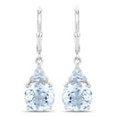 7.52 Carat Genuine Baby Swiss Blue Topaz and Blue Topaz .925 Sterling Silver Earrings-1