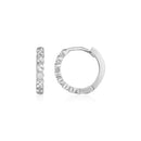 14k White Gold Petite Textured Round Hoop Earrings-1