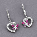 0.59 Carat Genuine Ruby and Created White Sapphire .925 Sterling Silver Earrings-4