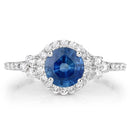 1.34 Carat Genuine Blue Sapphire and White Diamond 14K White Gold Ring-3