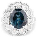 5.11 Carat Genuine London Blue Topaz and White Diamond .925 Sterling Silver Ring-3