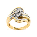 10K Yellow Gold 1/2 Cttw Diamond Pear Cluster and Swirl Ring (H-I Color, I1-I2 Clarity) - Ring Size 7-2