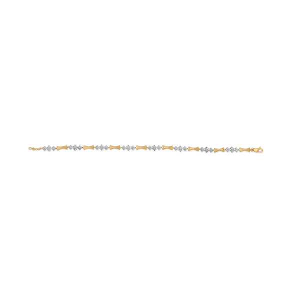 10k Gold 1/3 Cttw Diamond Miracle Set Alternating Bar and Link Bracelet (I-J Color, I1-I2 Clarity) - 7.75" Inches