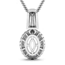 0.22 Carat Genuine White Diamond 14K White Gold Semi Mount Pendant - holds 9x7mm Oval Gemstone-3