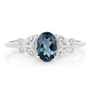 0.93 Carat Genuine London Blue Topaz and White Diamond 14K White Gold Ring-3
