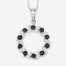 1.30 Carat Genuine Blue Sapphire and White Topaz .925 Sterling Silver Pendant-5