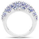 3.01 Carat Genuine Tanzanite and White Diamond .925 Sterling Silver Ring-2