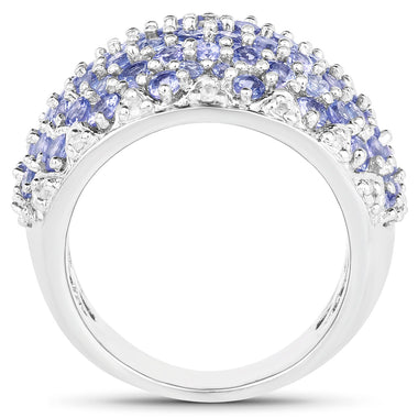 3.01 Carat Genuine Tanzanite and White Diamond .925 Sterling Silver Ring - 0