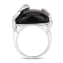 21.04 Carat Genuine Black Onyx and White Topaz .925 Sterling Silver Ring-2