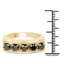 14K Yellow Gold Plated 1.25 Carat Genuine Black Diamond .925 Sterling Silver Ring-3