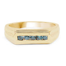14K Yellow Gold Plated 0.25 Carat Genuine Blue Diamond .925 Sterling Silver Ring-4