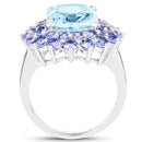 11.22 Carat Genuine Blue Topaz and Tanzanite .925 Sterling Silver Ring-2