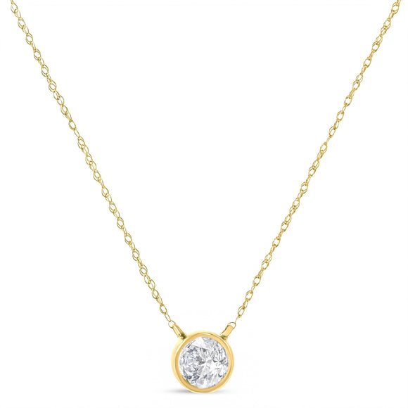 .925 Sterling Silver 1/10 Cttw Round-Cut Diamond Bezel 18" Pendant Necklace (J-K Color, I1-I2 Clarity)