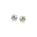 14k Yellow Gold Stud Earrings with White Hue Faceted Cubic Zirconia-1