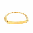 14k Two Tone Gold 8 1/2 inch Mens Narrow Curb Chain ID Bracelet with White Pave-2