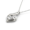 14k White Gold Two Stone Curved Style Diamond Pendant (3/4 cttw)-2