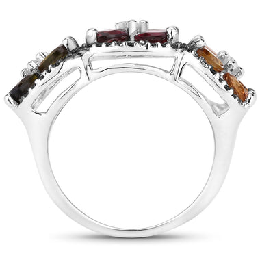 8.38 Carat Genuine Multi Tourmaline .925 Sterling Silver Ring - 0