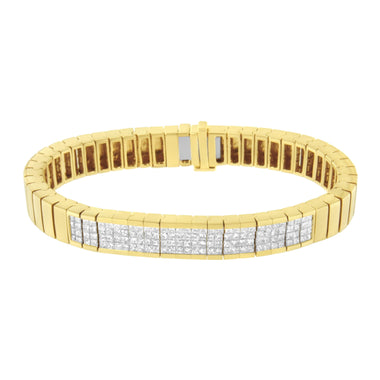 14K Yellow Gold 3 5/8 cttw Invisible Set Princess-Cut Diamond ID Tennis Bracelet (I-J Color, SI1-SI2 Clarity) - Size 7" - 0