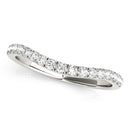 14k White Gold Pave Set Round Diamond Curved Wedding Band (1/4 cttw)-1