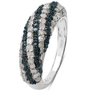 1.25 Carat Genuine Blue Diamond and White Diamond .925 Sterling Silver Ring-2