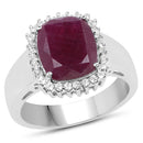 5.28 Carat Genuine Ruby and White Topaz .925 Sterling Silver Ring-2
