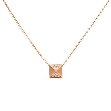 14K Yellow Gold 1/4 Cttw Diamond Matte Finished Pyramid Pendant Necklace (G-H Color, SI1-SI2 Clarity) - 18 Inches