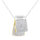 14K White and Yellow Gold 2.0 Cttw Princess Cut Diamond Two Tone Foldover Box Pendant 18â€ Box Chain Necklace (H-I Color, SI1-SI2 Clarity)-1