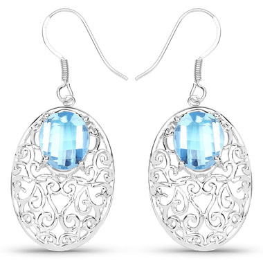 10.72 Carat Genuine Blue Topaz .925 Sterling Silver Earrings