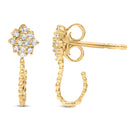 14K Yellow Gold Plated .925 Sterling Silver 1/10 Cttw Diamond Floral Cluster and Beaded Hoop Stud Earrings (H-I Color, I1-I2 Clarity)-3