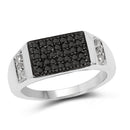 0.55 Carat Genuine Black Diamond and White Diamond .925 Sterling Silver Ring-1