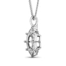 0.14 Carat Genuine White Diamond 14K White Gold Semi Mount Pendant - holds 8.00mm Round Gemstone-2