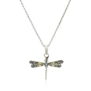 18k Yellow Gold and Sterling Silver Pendant in a Dragonfly Design-2