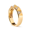 14K Yellow Gold 1/4 Cttw White Diamond Pyramid Band Ring (G-H Color, SI1-SI2 Clarity)- Size 7-3