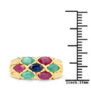 1.63 Carat Genuine Ruby, Blue Sapphire and Emerald .925 Sterling Silver Ring-3