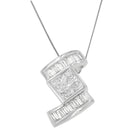 14K White Gold 1 2/5 cttw Princess and Baguette Cut Diamond Zig Zag Pendant Necklace (H-I, SI1-SI2)-1